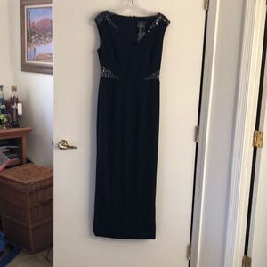 Adrianna Papell Long Crepe Dress in Midnight NWT